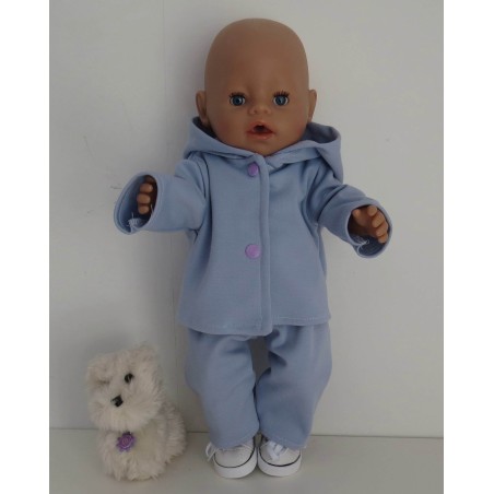 tussenjas met broek licht blauw met schoentjes baby born 43cm