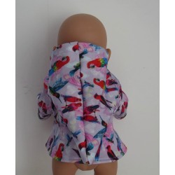 tussenjas met broek lila vogels met schoentjes baby born 43cm