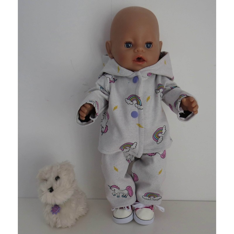 tussenjas met broek eenhoorns met schoentjes baby born 43cm
