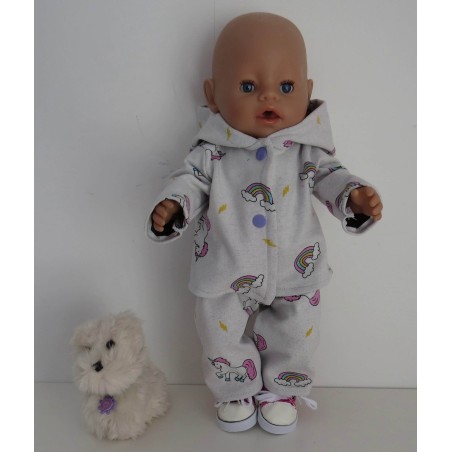 tussenjas met broek eenhoorns met schoentjes baby born 43cm