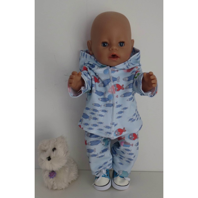 tussenjas met broek vissen met schoentjes baby born 43cm
