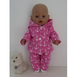 tussenjas met broek roze ankers baby born 43cm