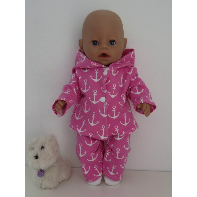 tussenjas met broek roze ankers baby born 43cm
