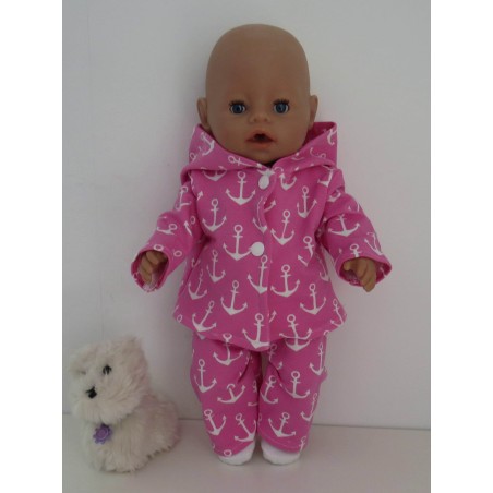 tussenjas met broek roze ankers baby born 43cm