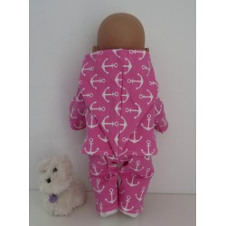 tussenjas met broek roze ankers baby born 43cm