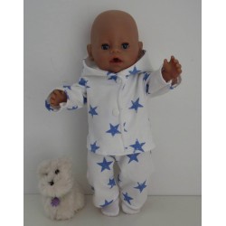 tussenjas met broek blauwe sterren groot baby born 43cm