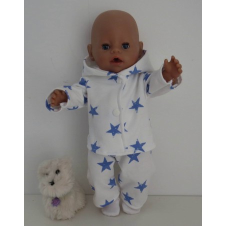 tussenjas met broek blauwe sterren groot baby born 43cm