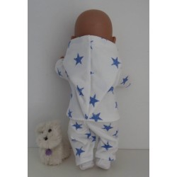 tussenjas met broek blauwe sterren groot baby born 43cm