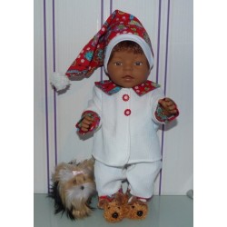 pyjama met rood bewerkt baby born 43cm