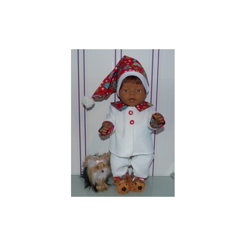 pyjama met rood bewerkt baby born 43cm