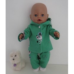 tussenjas met broek groen eenhoorn baby born 43cm