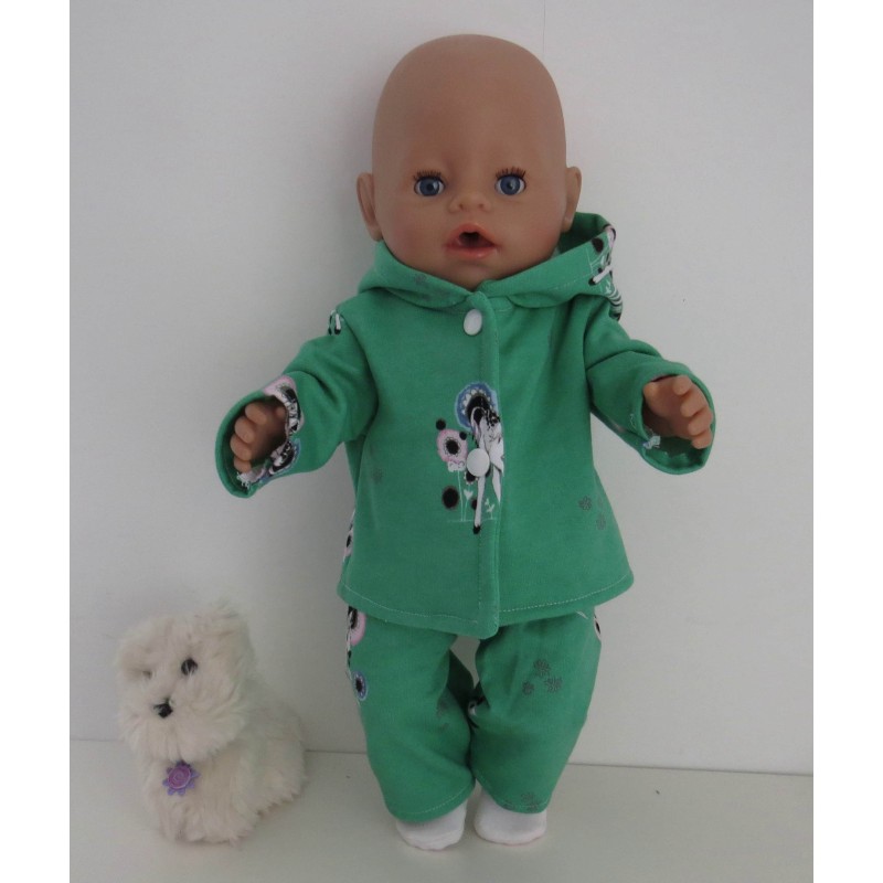 tussenjas met broek groen eenhoorn baby born 43cm