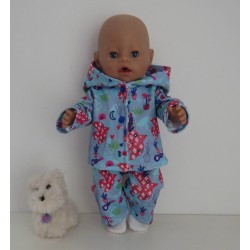 tussenjas met broek blauw duiven baby born 43cm