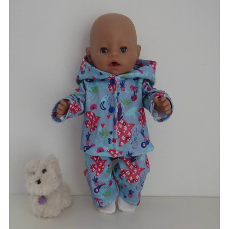 tussenjas met broek blauw duiven baby born 43cm