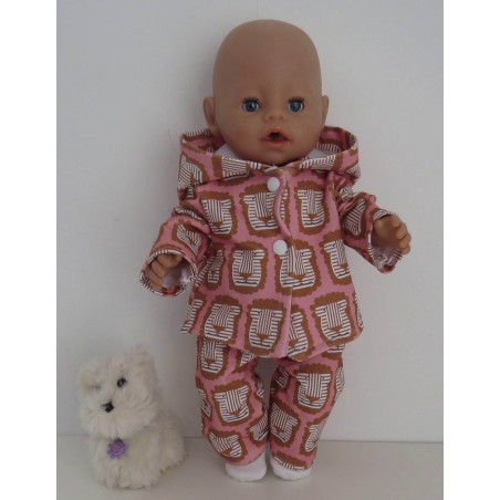 tussenjas met broek leeuwen baby born 43cm