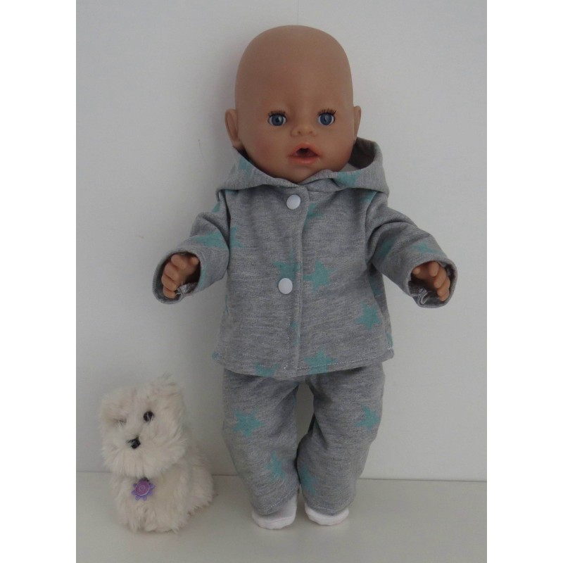 tussenjas met broek grijs mint sterren baby born 43cm