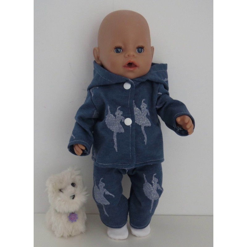 tussenjas met broek blauw ballet baby born 43cm