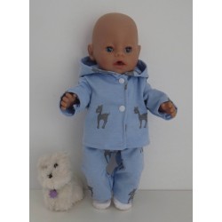 tussenjas met broek blauw hertje baby born 43cm