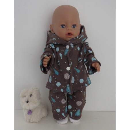 tussenjas met broek bruin space baby born 43cm