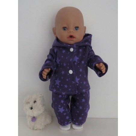 tussenjas met broek paars sterren baby born 43cm