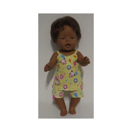 zomerpyjama gele panda  baby born 43cm