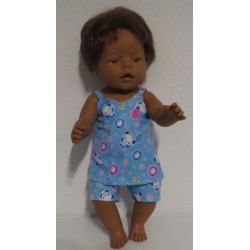 zomer pyjama licht blauw panda baby born 43cm