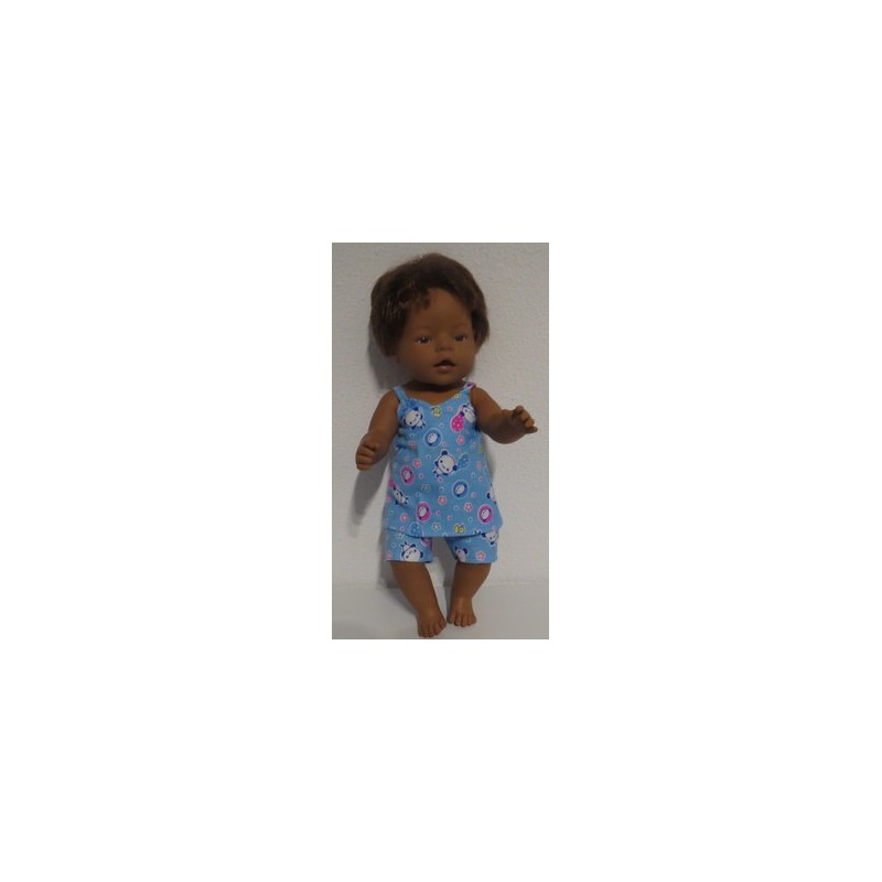 zomer pyjama licht blauw panda baby born 43cm