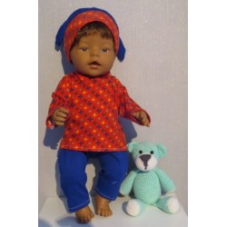 tricot pyjama rood sterren baby born 43cm