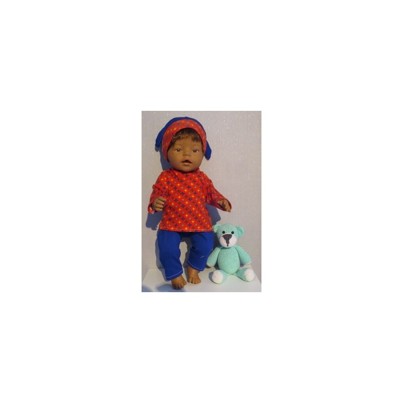 tricot pyjama rood sterren baby born 43cm