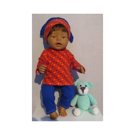 tricot pyjama rood sterren baby born 43cm