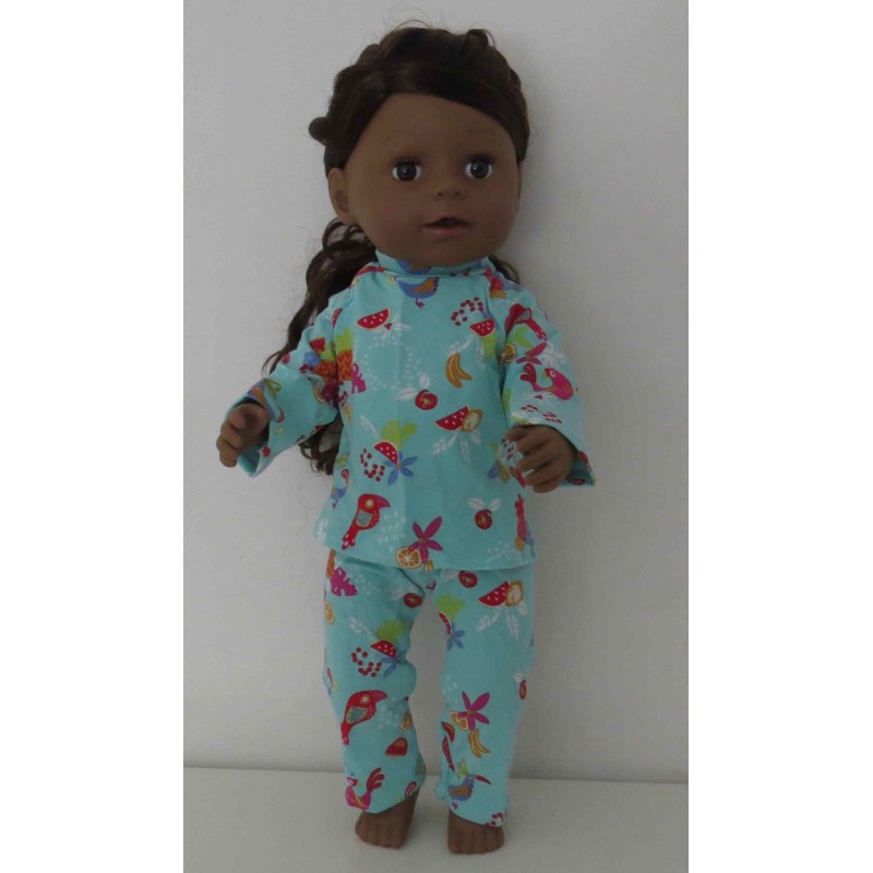 tricot pyjama mint vogels  baby born 43cm