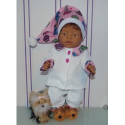 pyjama wit met uilen baby born 43cm
