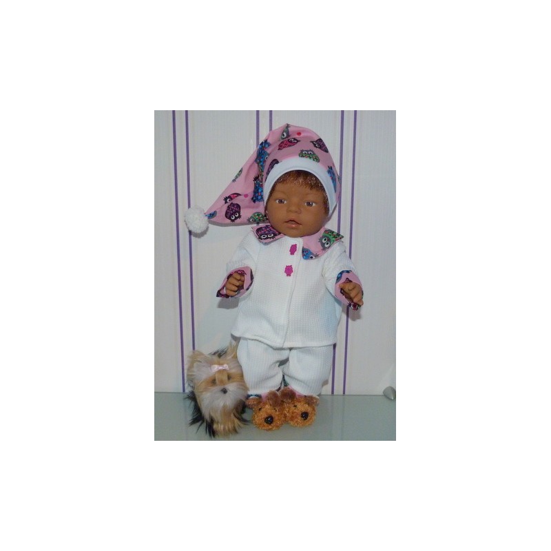 pyjama wit met uilen baby born 43cm