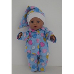 pyjama blauw dieren baby born 43cm
