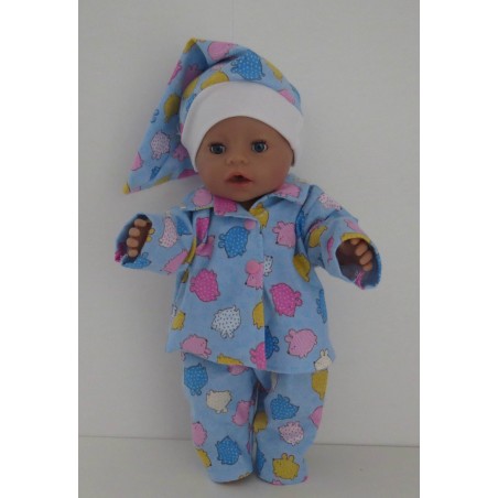 pyjama blauw dieren baby born 43cm