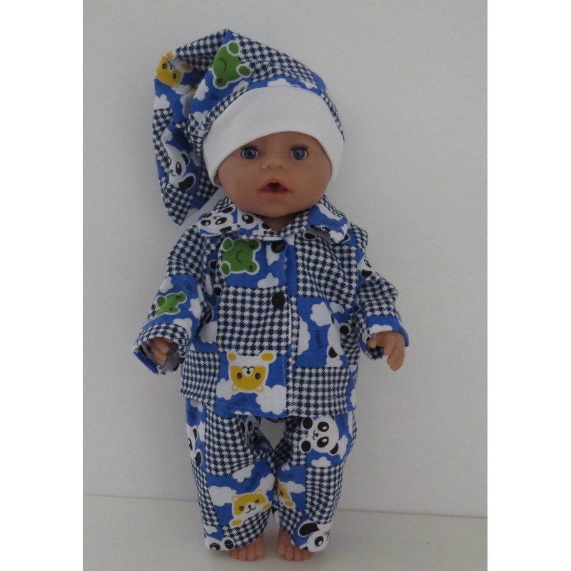 pyjama blauw dieren ruit baby born 43cm