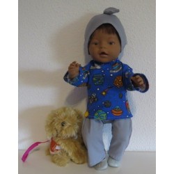 tricot pyjama space blauw baby born 43cm
