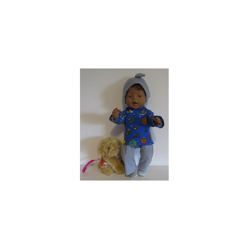 tricot pyjama space blauw baby born 43cm