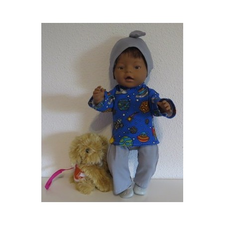 tricot pyjama space blauw baby born 43cm