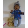 tricot pyjama space blauw baby born 43cm
