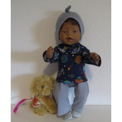 tricot pyjama space donker blauw baby born 43cm