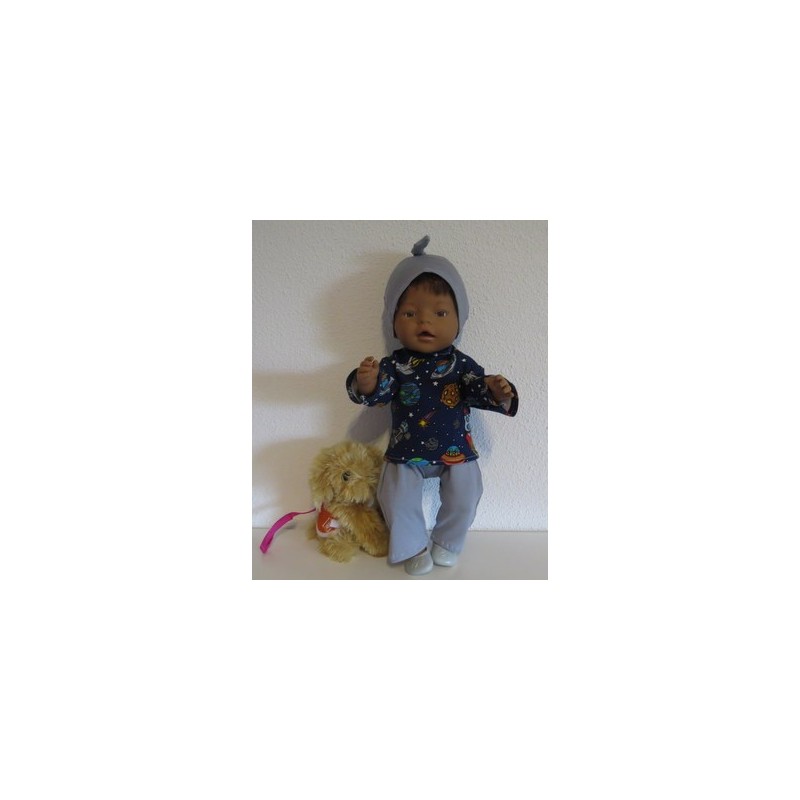 tricot pyjama space donker blauw baby born 43cm