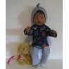 tricot pyjama space donker blauw baby born 43cm