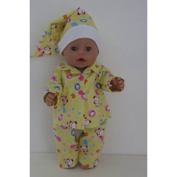 pyjama geel panda  baby born 43cm
