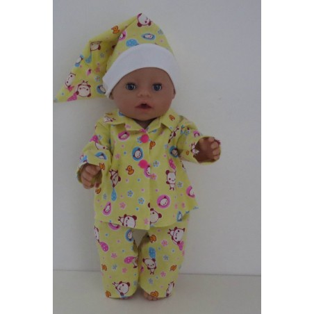 pyjama geel panda  baby born 43cm
