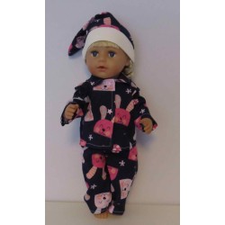pyjama donker blauw konijnen baby born 43cm