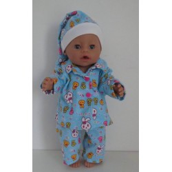 pyjama blauw konijnen baby born 43cm