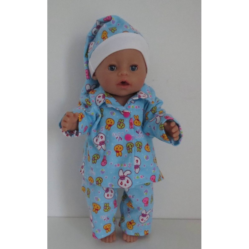 pyjama blauw konijnen baby born 43cm