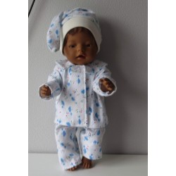 pyjama blauw paddestoelen baby born 43cm