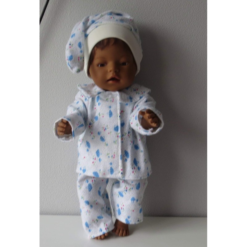 pyjama blauw paddestoelen baby born 43cm